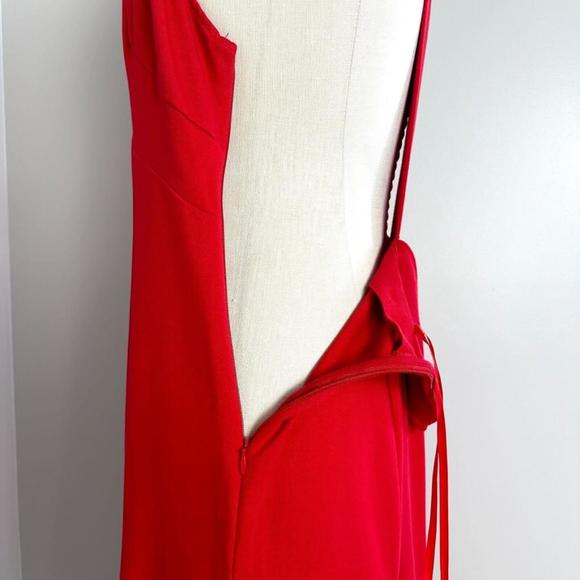 Maeve Anthropologie Halter Flounced Midi Dress Red Womens Size M Petite New - Picture 7 of 14